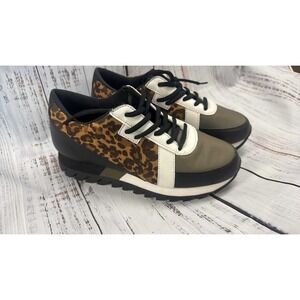 Not Rated Leopard Print Lace Up Sneakers Women Size 6.5 Chunky Sole Athleisure